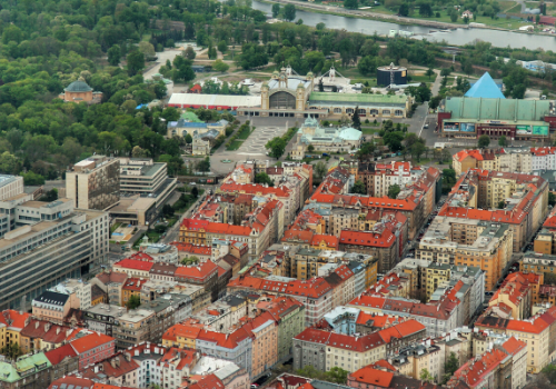 Výstaviště Holešovice z letadla