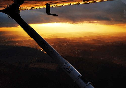 Západ slunce z letadla Cessna